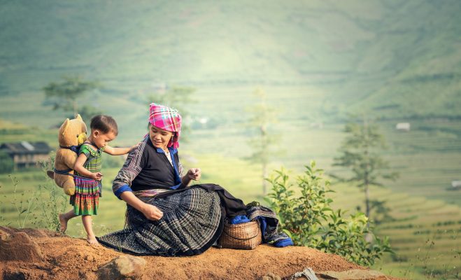 Canva - Mother and Son in the Field